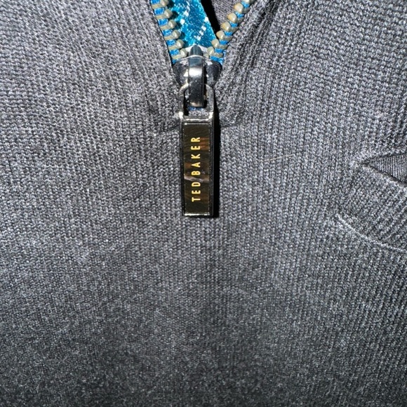 TED BAKER LONDON Valerio Wool Men’s Dark Gray Quarter Zip Jacket Coat Size SM - Picture 9 of 16